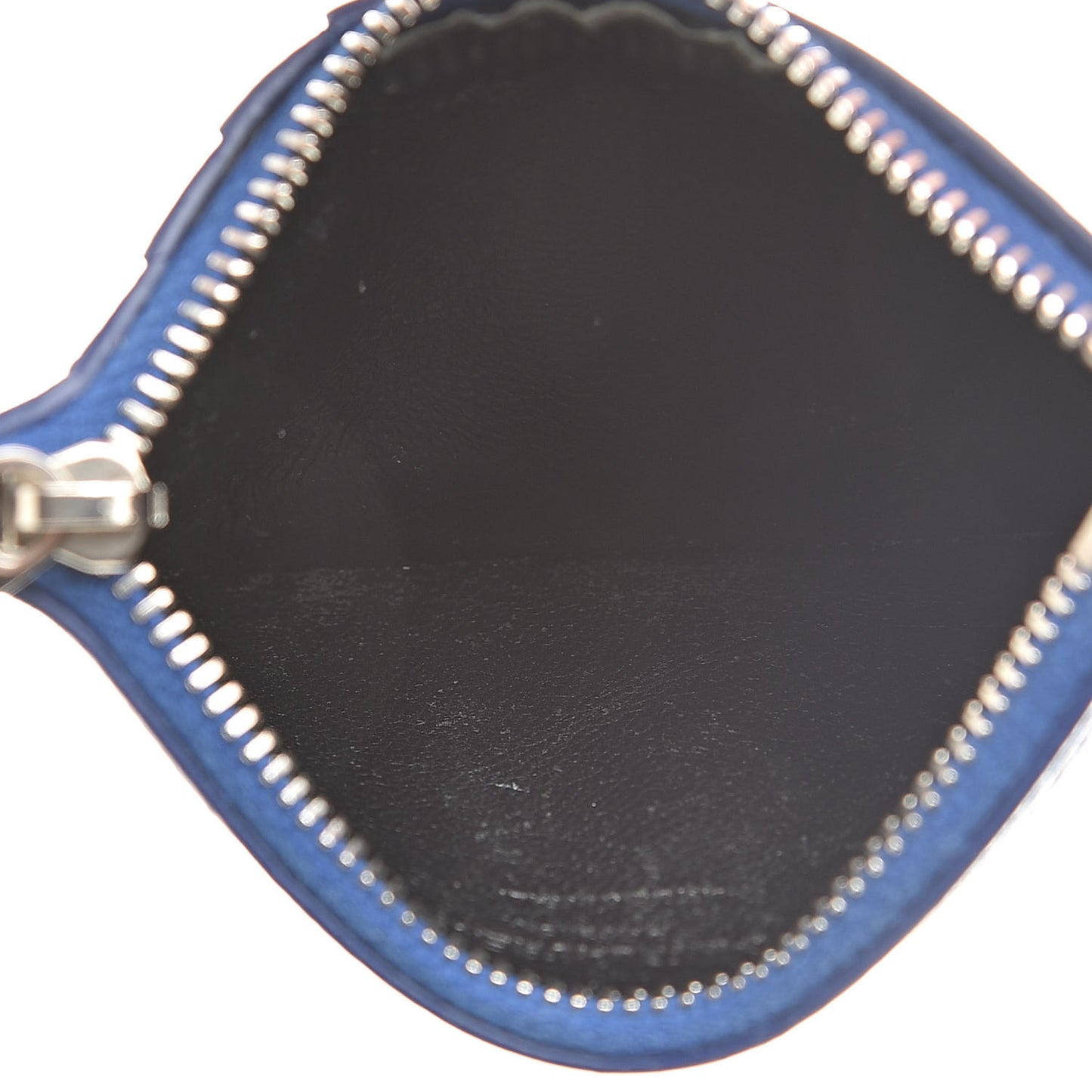 Grained Calfskin 5 Fragments Zip Pouch Card Holder Blue