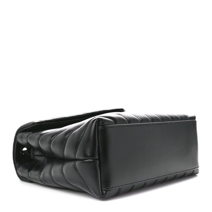 Saint Laurent Calfskin Y Quilted Monogram Monochrome Small Loulou Chain Satchel Black 4 of 12