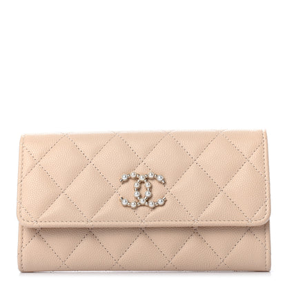 Chanel Caviar Pearl Quilted Coco Candy Wallet Beige 1 of 8