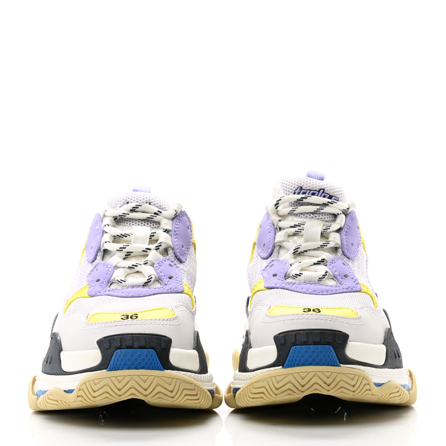 Balenciaga Fabric Mesh Womens Triple S Sneakers 36 White Purple Yellow 2 of 9