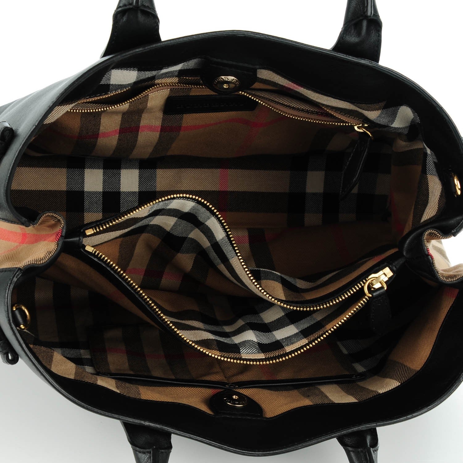 Burberry Calfskin House Check Medium Banner Tote Black 6 of 8