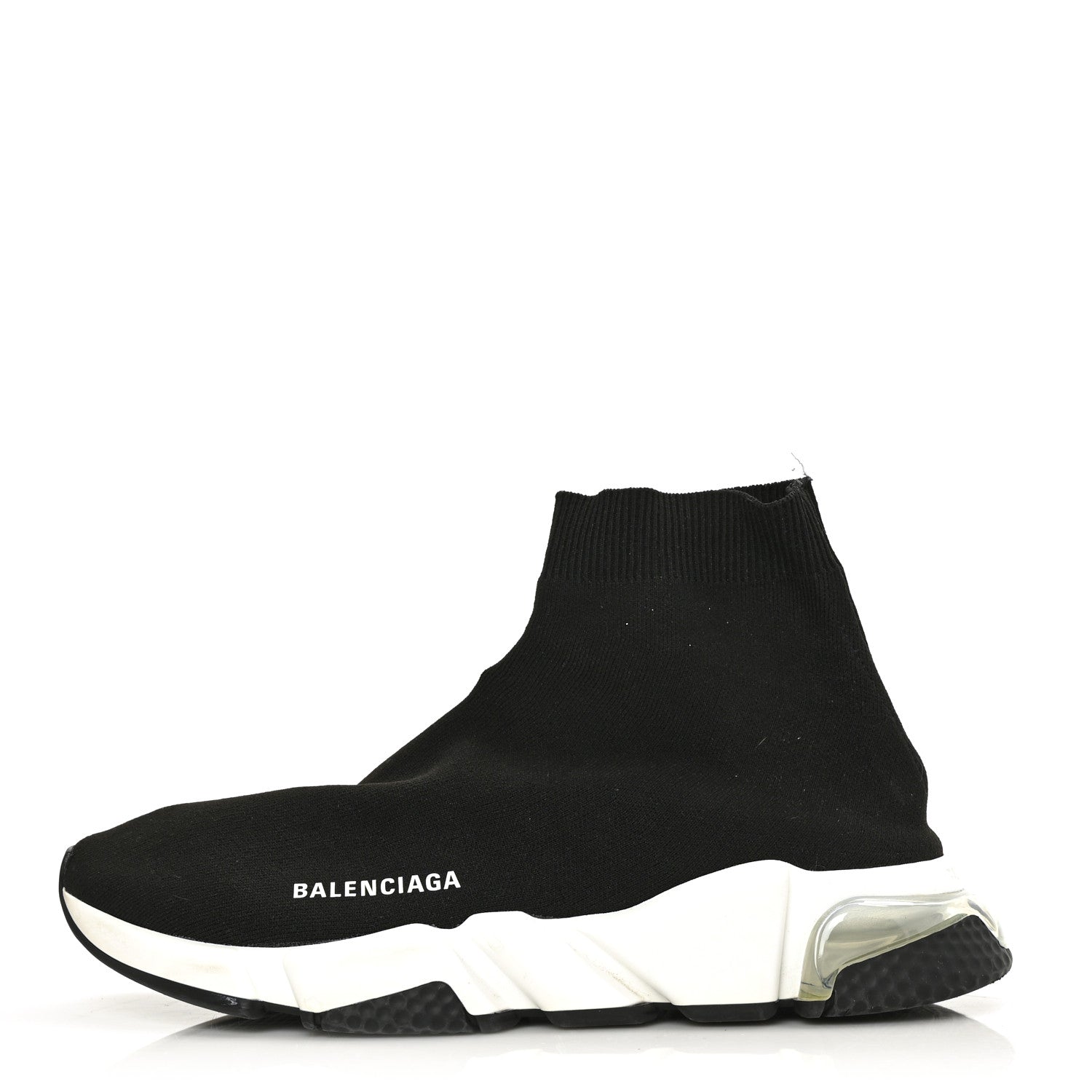 Balenciaga Neoprene Knit Mens Speed Clear Sole Sneakers 9 Black White 1 of 7