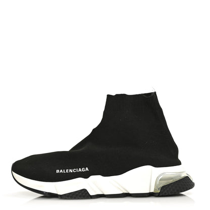 Balenciaga Neoprene Knit Mens Speed Clear Sole Sneakers 9 Black White 1 of 7