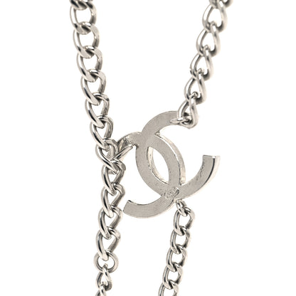 Chanel Metal Enamel CC Adjustable Chain Logo Belt Silver White 3 of 4