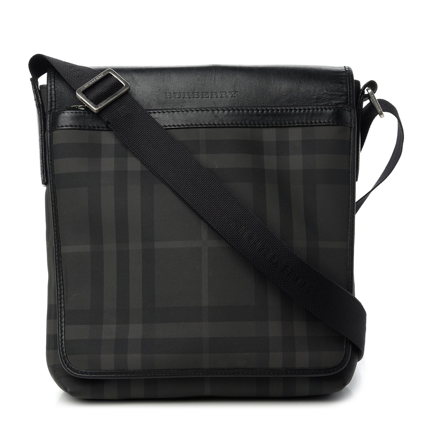 Smoked Check Crossbody Messenger Bag Black