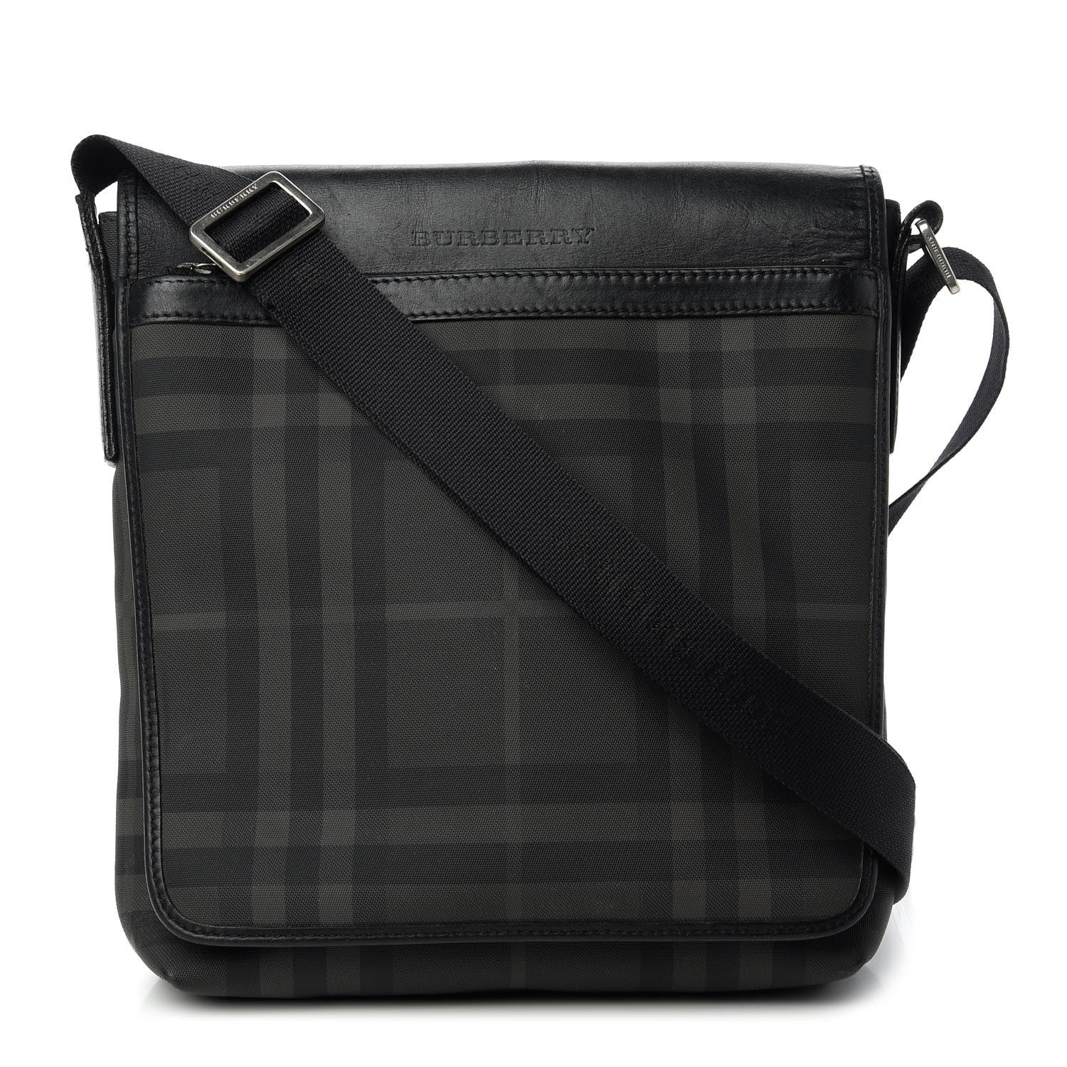 Burberry Smoked Check Crossbody Messenger Bag Black 1 of 11