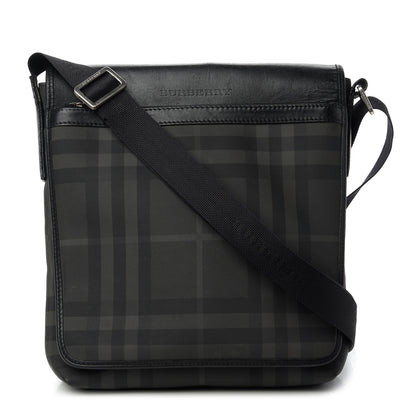 Burberry Smoked Check Crossbody Messenger Bag Black 1 of 11