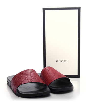 Gucci Guccissima Signature Slide Sandals 41 Hibiscus Red 10 of 10