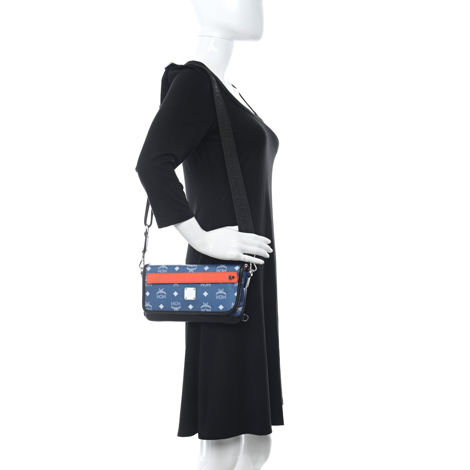 MCM Visetos Reflective Nylon Resnick Crossbody Bag Estate Blue 2 of 10