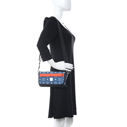 MCM Visetos Reflective Nylon Resnick Crossbody Bag Estate Blue 2 of 10