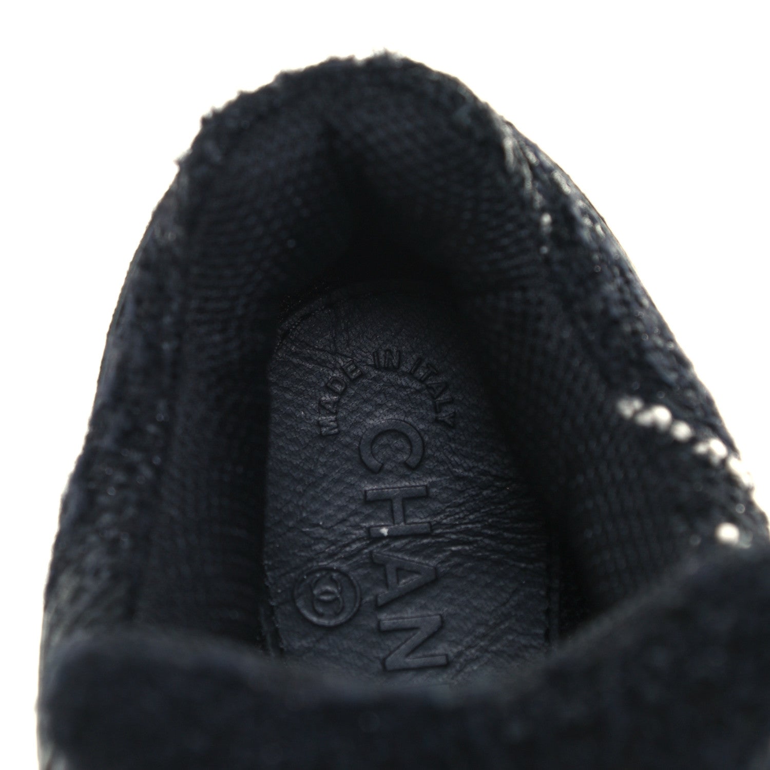 Chanel Tweed Suede Goatskin CC Sneakers 37 Black White 11 of 12