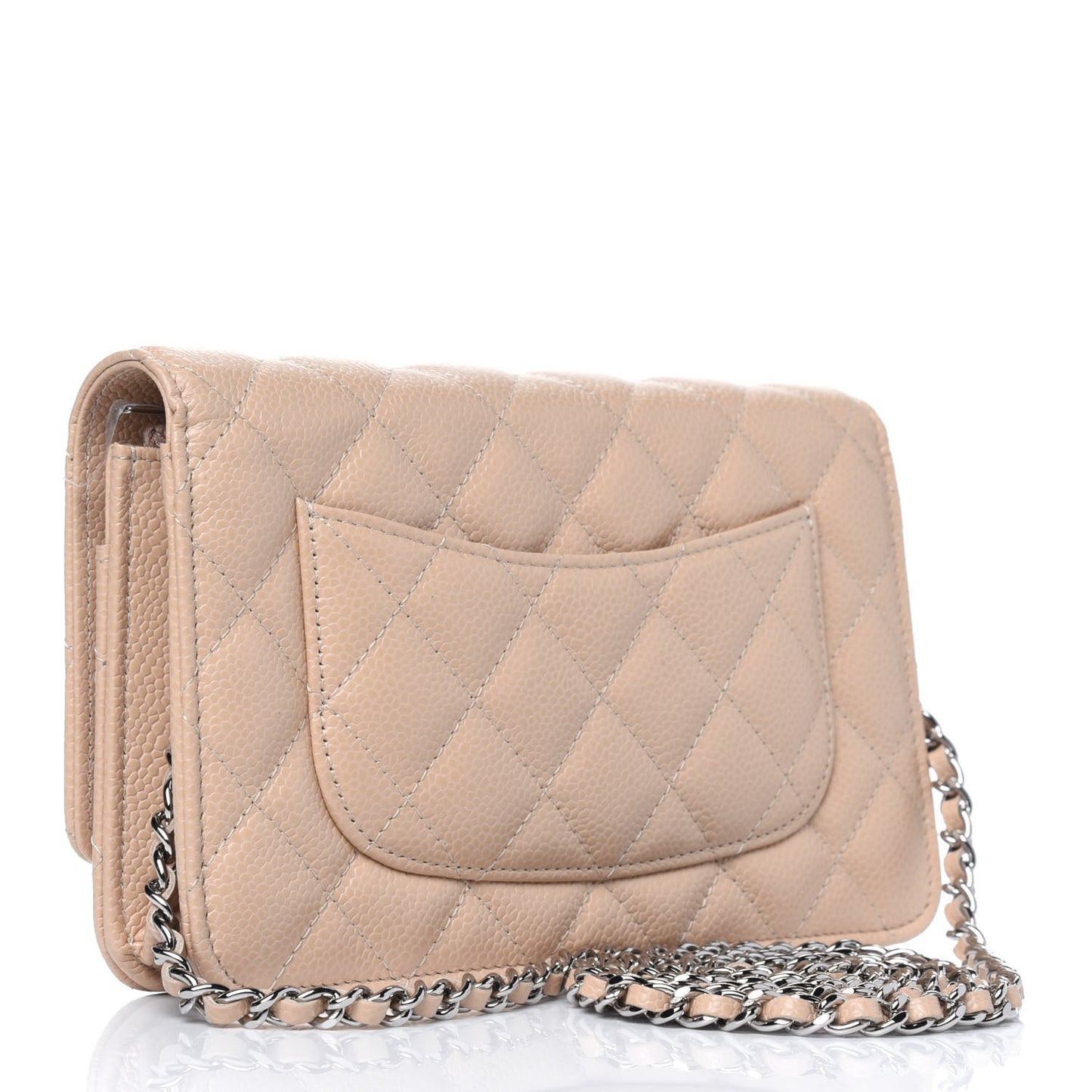 Caviar Quilted Wallet On Chain WOC Beige