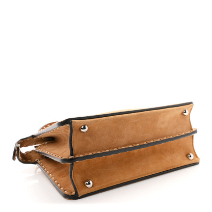 Fendi Suede Macro Stitchings Small Peekaboo Iconic Satchel Marrone 4 of 9