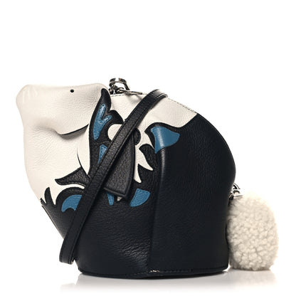 Loewe Calfskin Shearling Mini Bunny Crossbody Bag Black White Blue 1 of 11