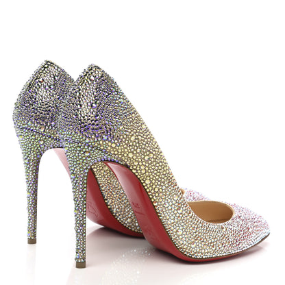 Christian Louboutin Suede Metallic Strass Degrade Eloise 100 Pumps 37.5 Platine 4 of 7