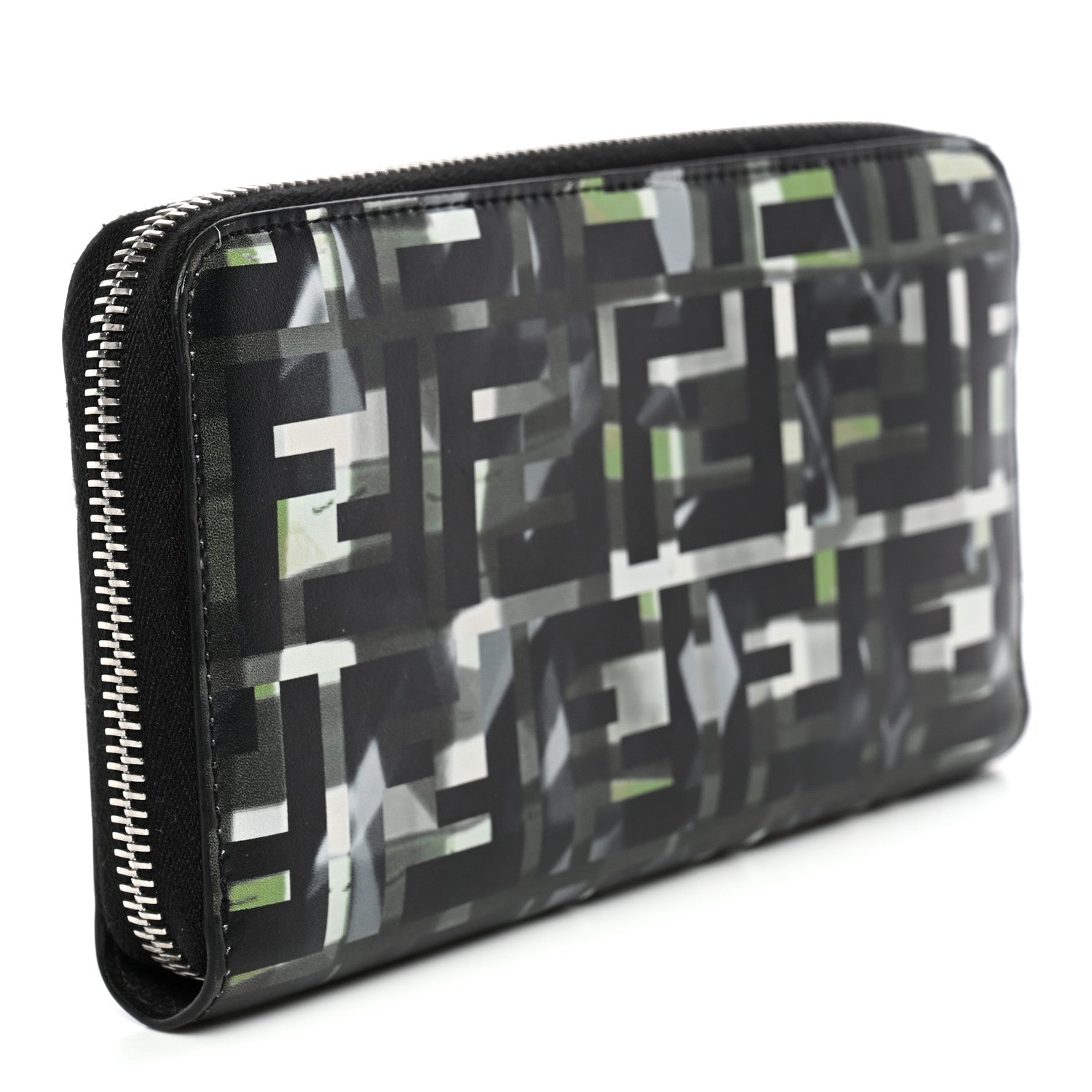 Fendi Vitello CamouFF Zip Around Wallet Black Multicolor 3 of 9