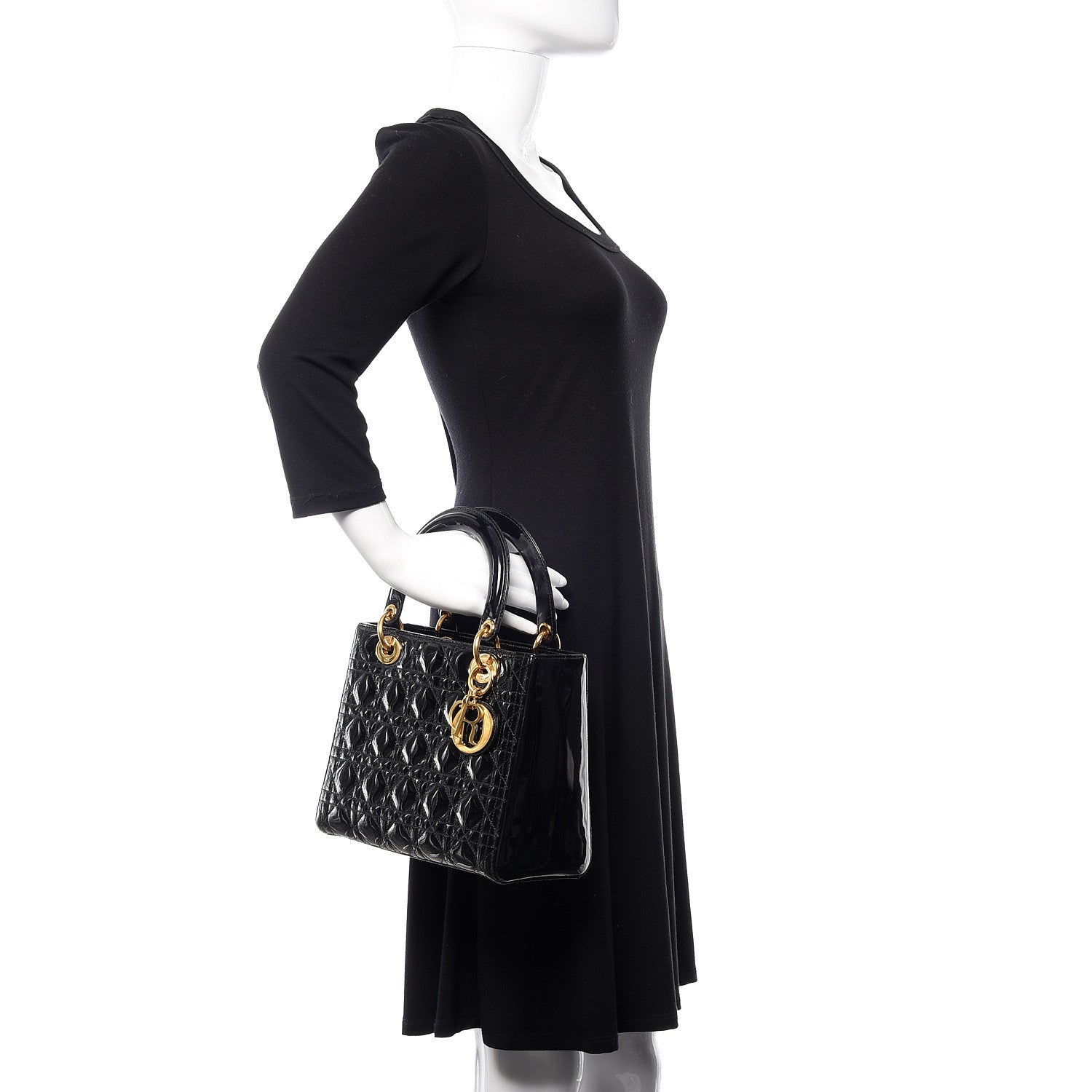 Christian Dior Patent Cannage Medium Lady Dior Black 2 of 9