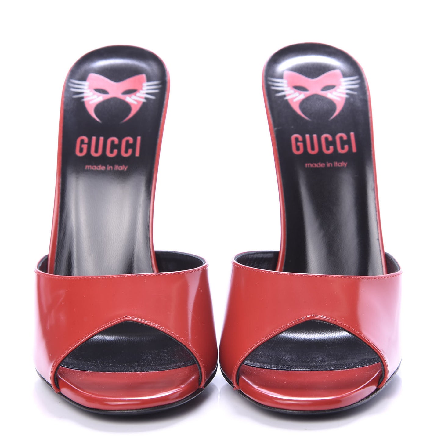 Polished Calfskin Scarlet High Heel Slide Sandals 40 Heron Red