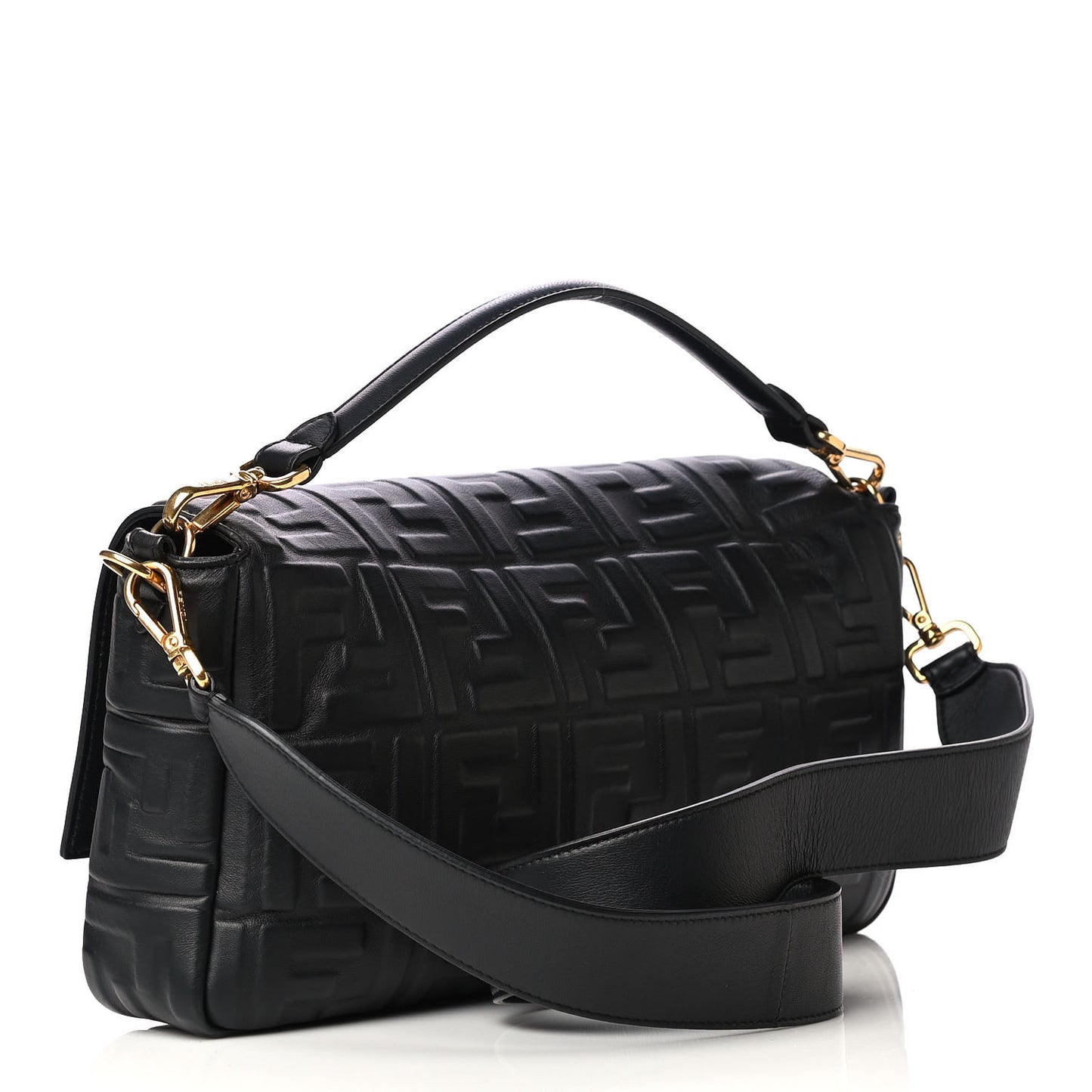 Nappa FF 1974 Embossed Large Baguette Black