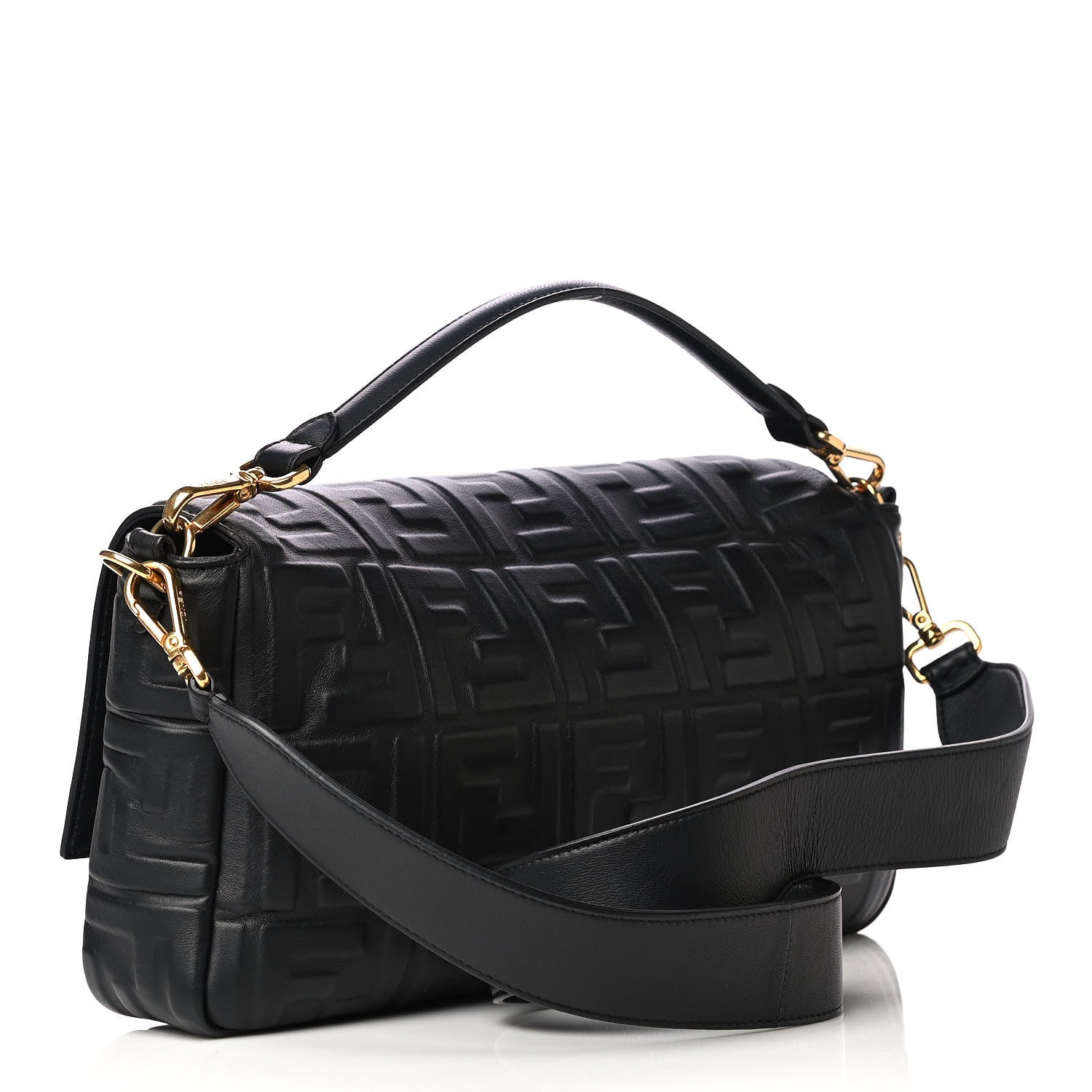Fendi Nappa FF 1974 Embossed Large Baguette Black 4 of 8
