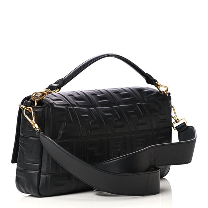 Fendi Nappa FF 1974 Embossed Large Baguette Black 4 of 8