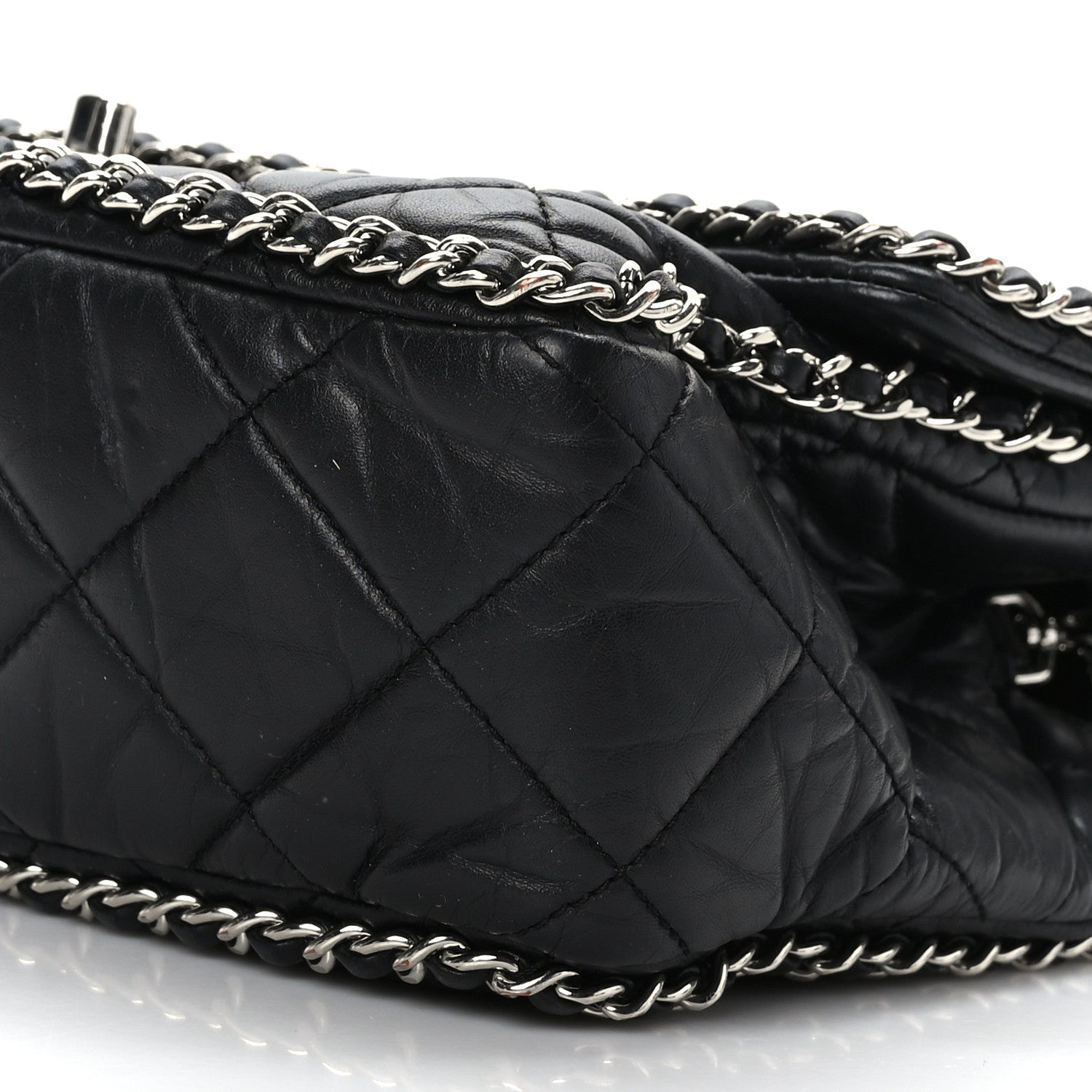 Chanel Crumpled Calfskin Medium Chain All Over Flap Black 9 of 9