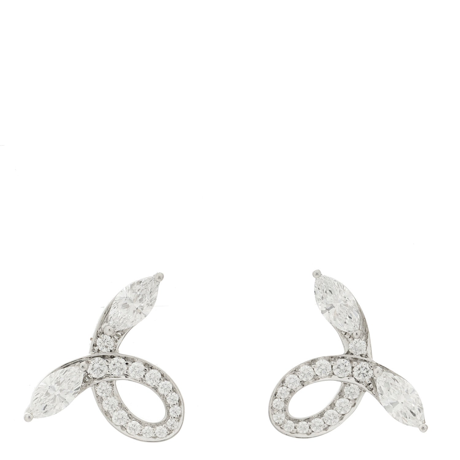 Tiffany Platinum Diamond Victoria Bow Earrings 1 of 6