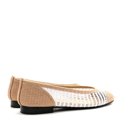 Chanel Raffia CC Cap Toe Ballerina Flats 39.5 White Beige 4 of 8