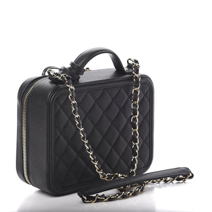 Chanel Caviar Quilted Large CC Filigree Vanity Case Black 3 of 12