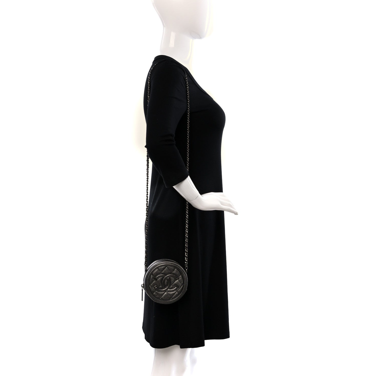 Chanel Metallic Caviar Quilted Round Filigree Crossbody Ruthenium 2 of 10