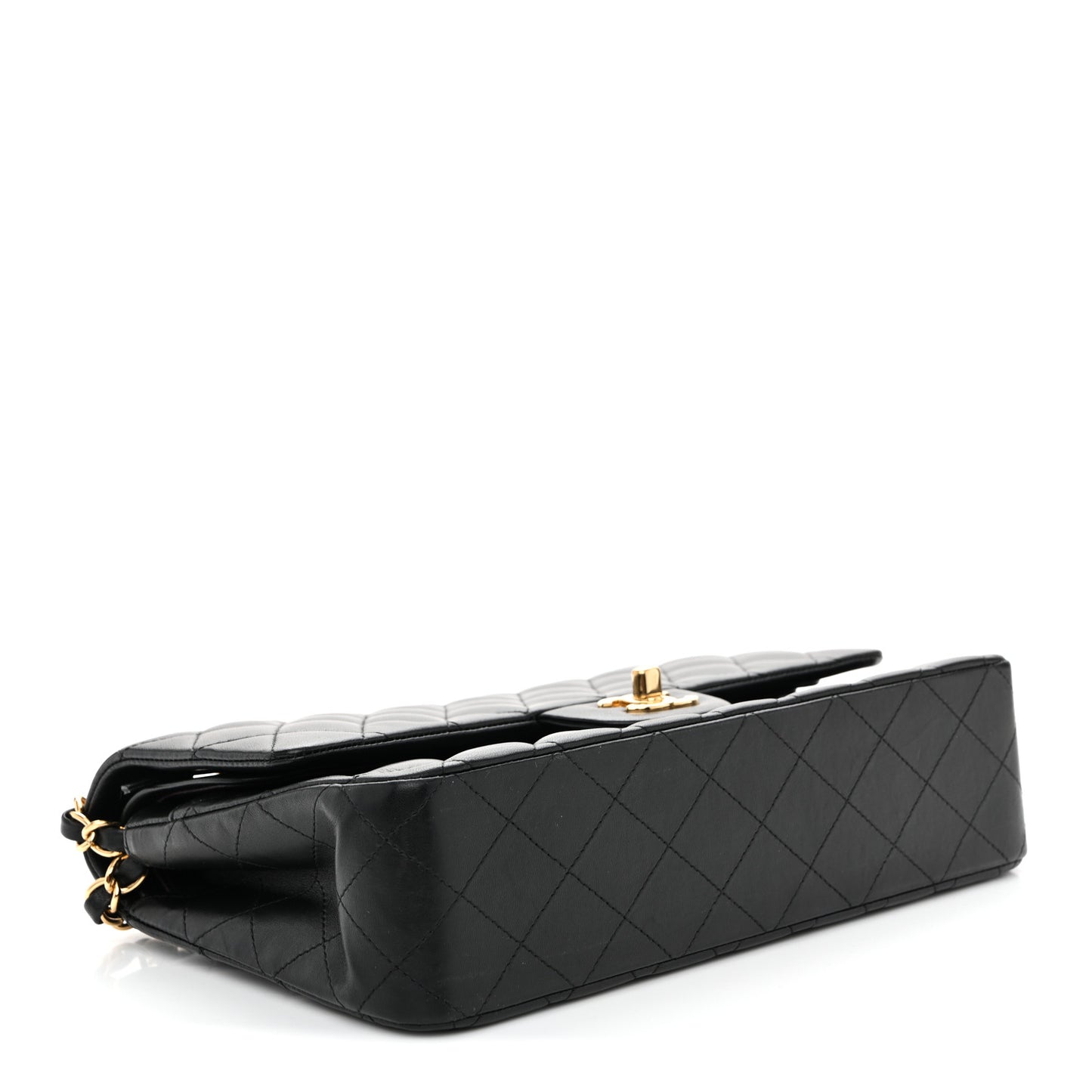 Lambskin Quilted Medium Double Flap Black