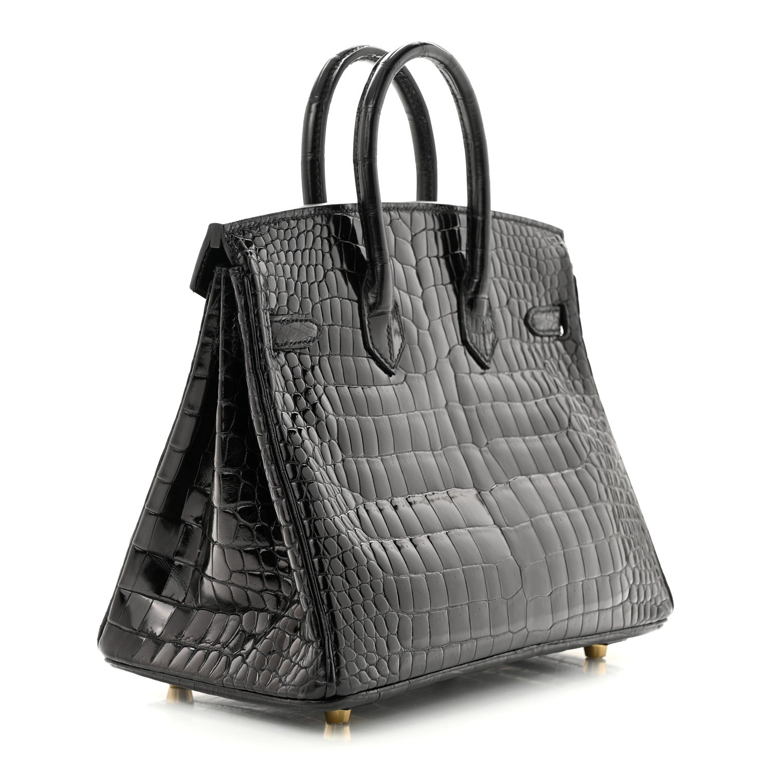 Hermes Shiny Porosus Crocodile Birkin 25 Black 4 of 11