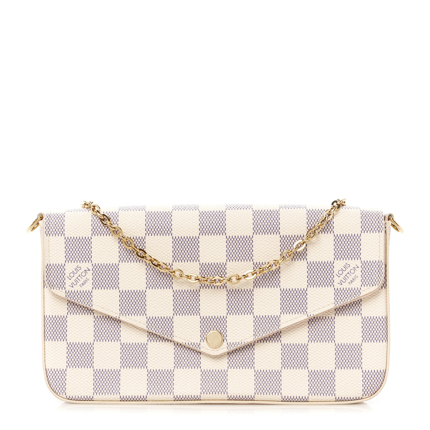 Louis Vuitton Damier Azur Pochette Felicie Chain Wallet Rose Ballerine 1 of 10