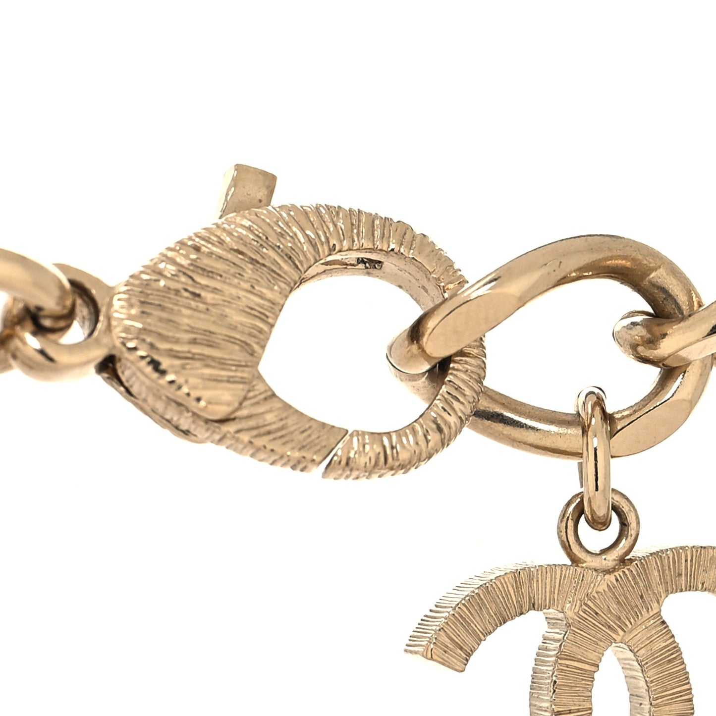 Crystal Pearl CC Chain Link Choker Necklace Gold