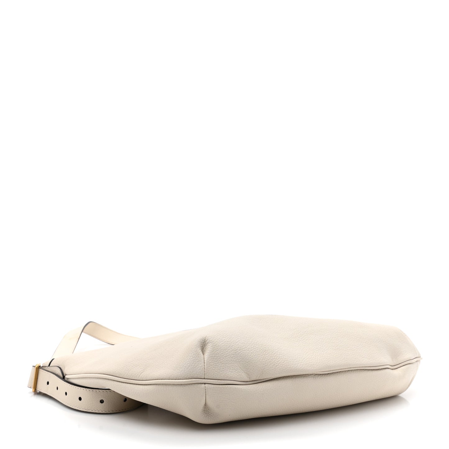 Grained Calfskin Logo Half Moon Hobo White