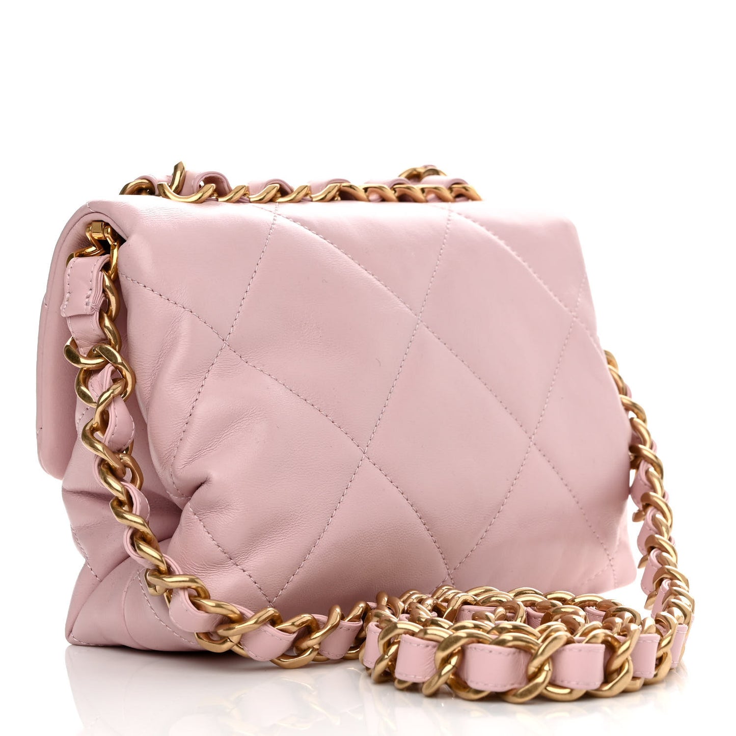 Lambskin Quilted Small Chain Top Handle Flap Rose Clair