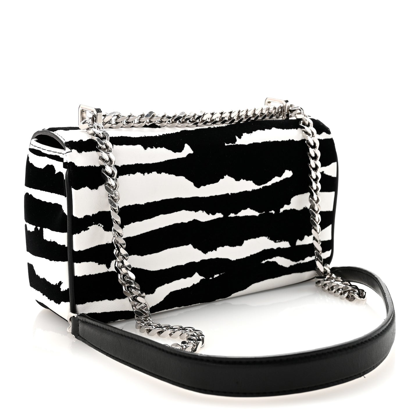 Calfskin Zebra Print Lola Bag Black White