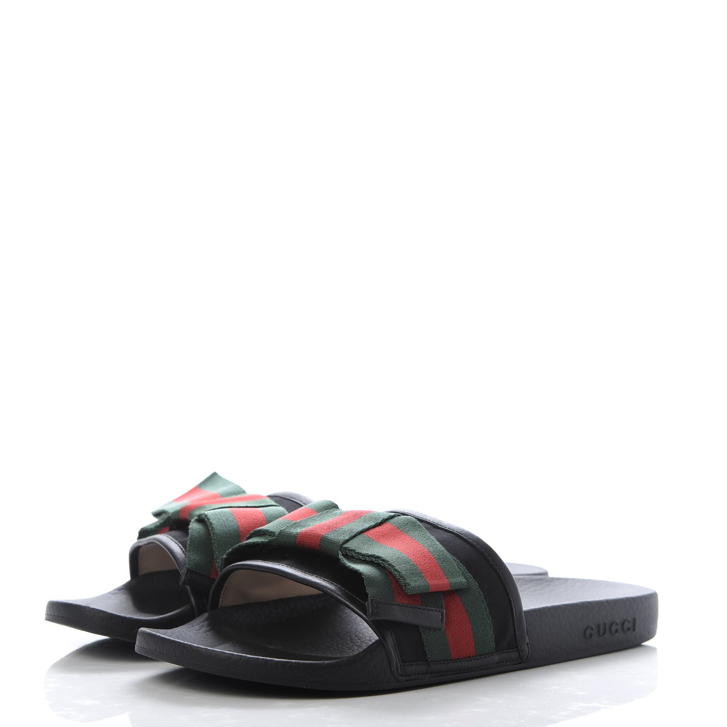 Gucci Satin Web Bow Slide Sandals 41 Black 3 of 9