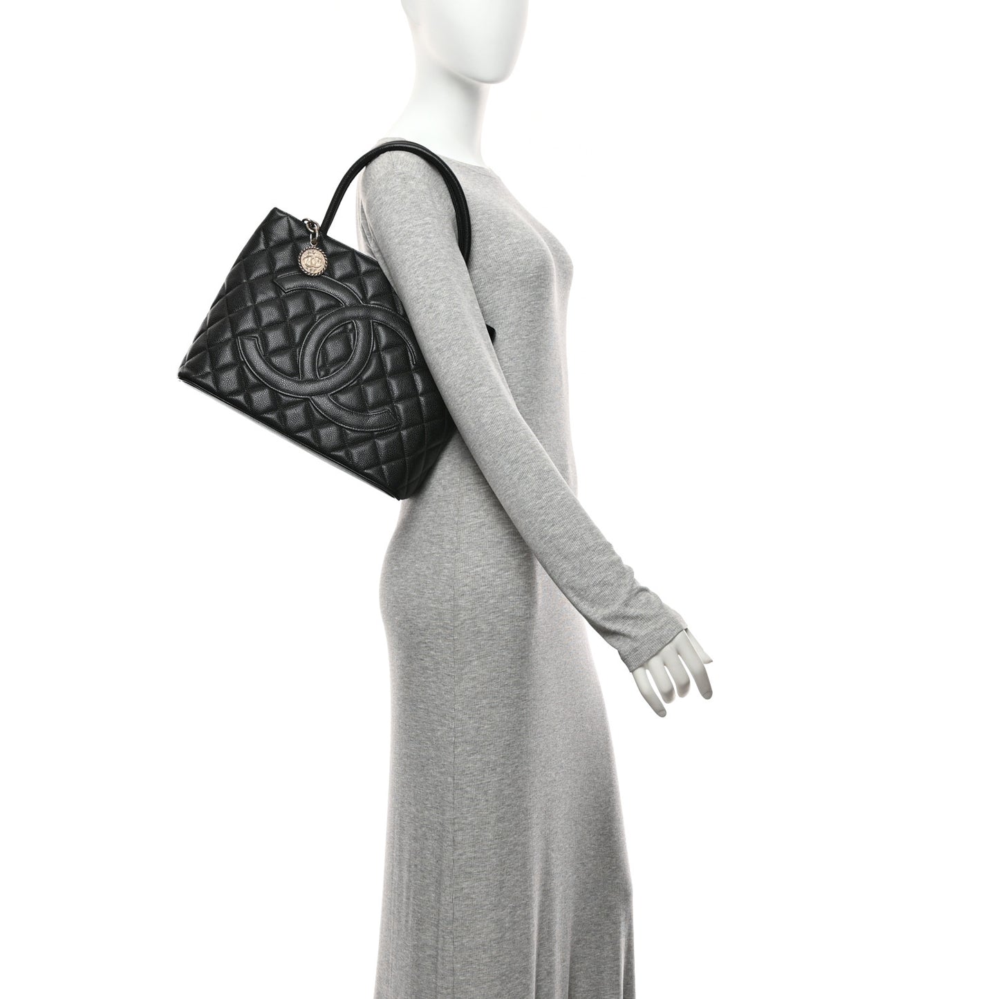 Caviar Quilted Medallion Tote Black
