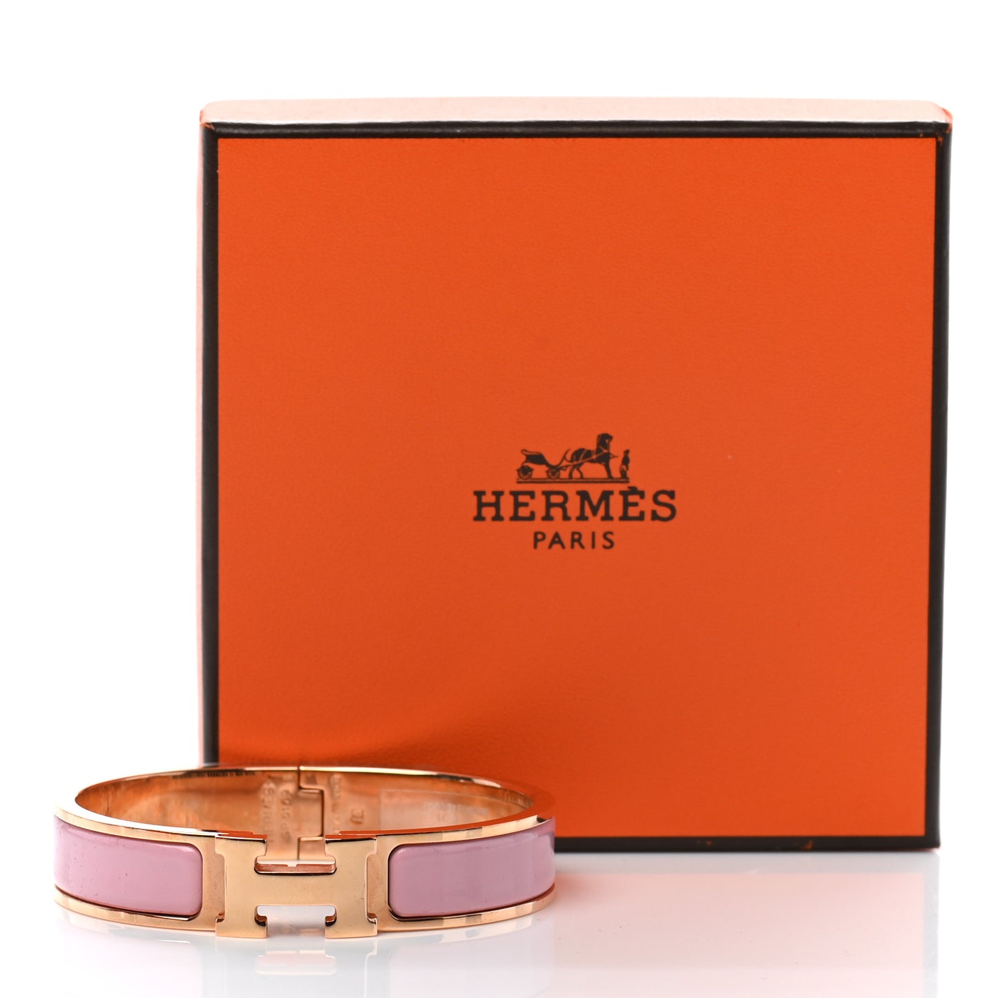 Enamel Narrow Clic Clac H Bracelet PM Rose Delirium