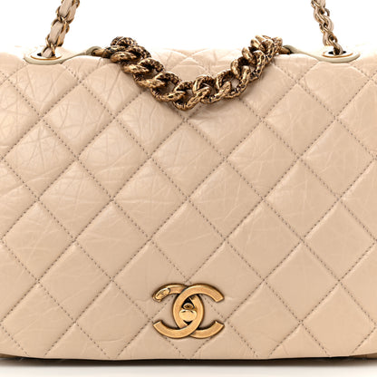 Chanel Aged Calfskin Quilted Large Pondichery Flap Beige 8 of 10