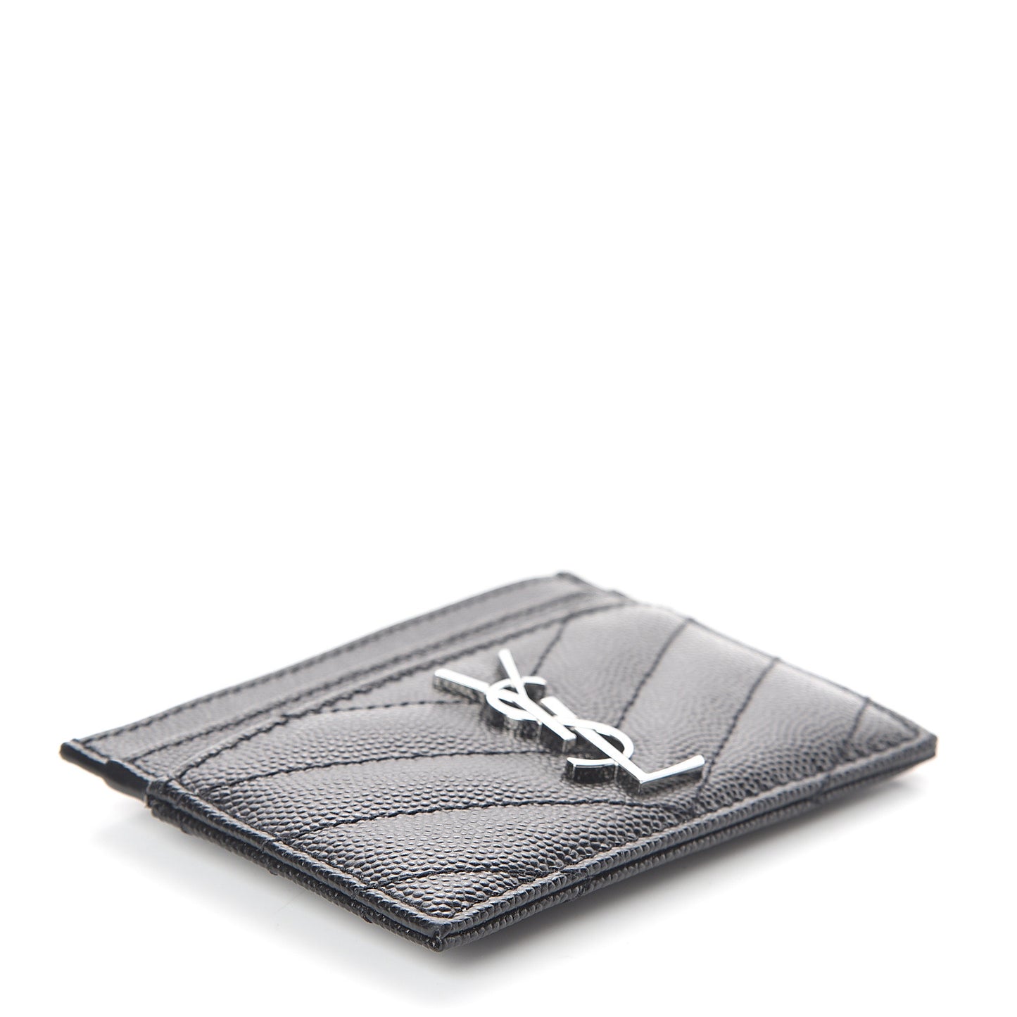 Grain De Poudre Matelasse Chevron Monogram Credit Card Case Black
