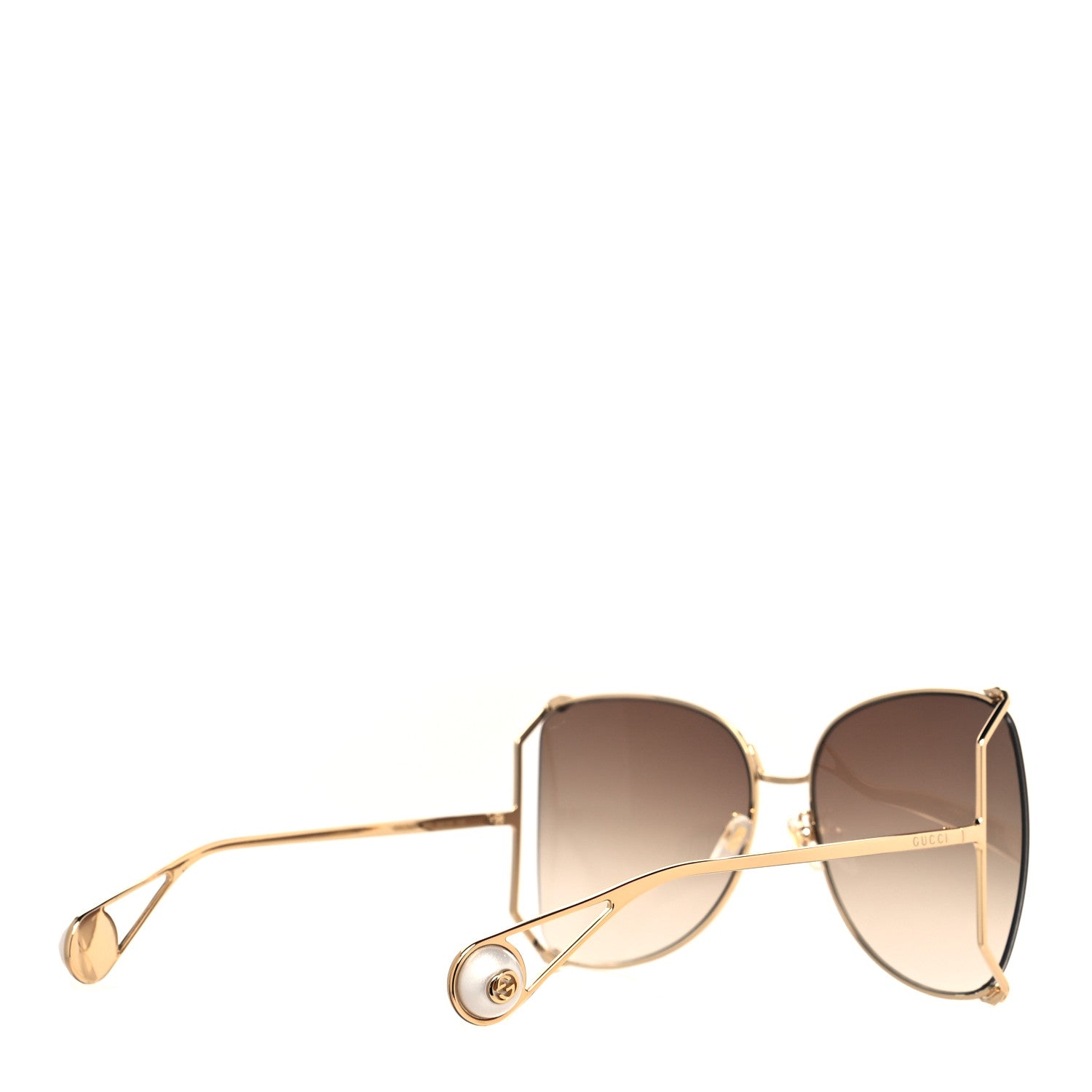 Gucci Oversized Round Sunglasses GG0252S Gold Brown 4 of 8