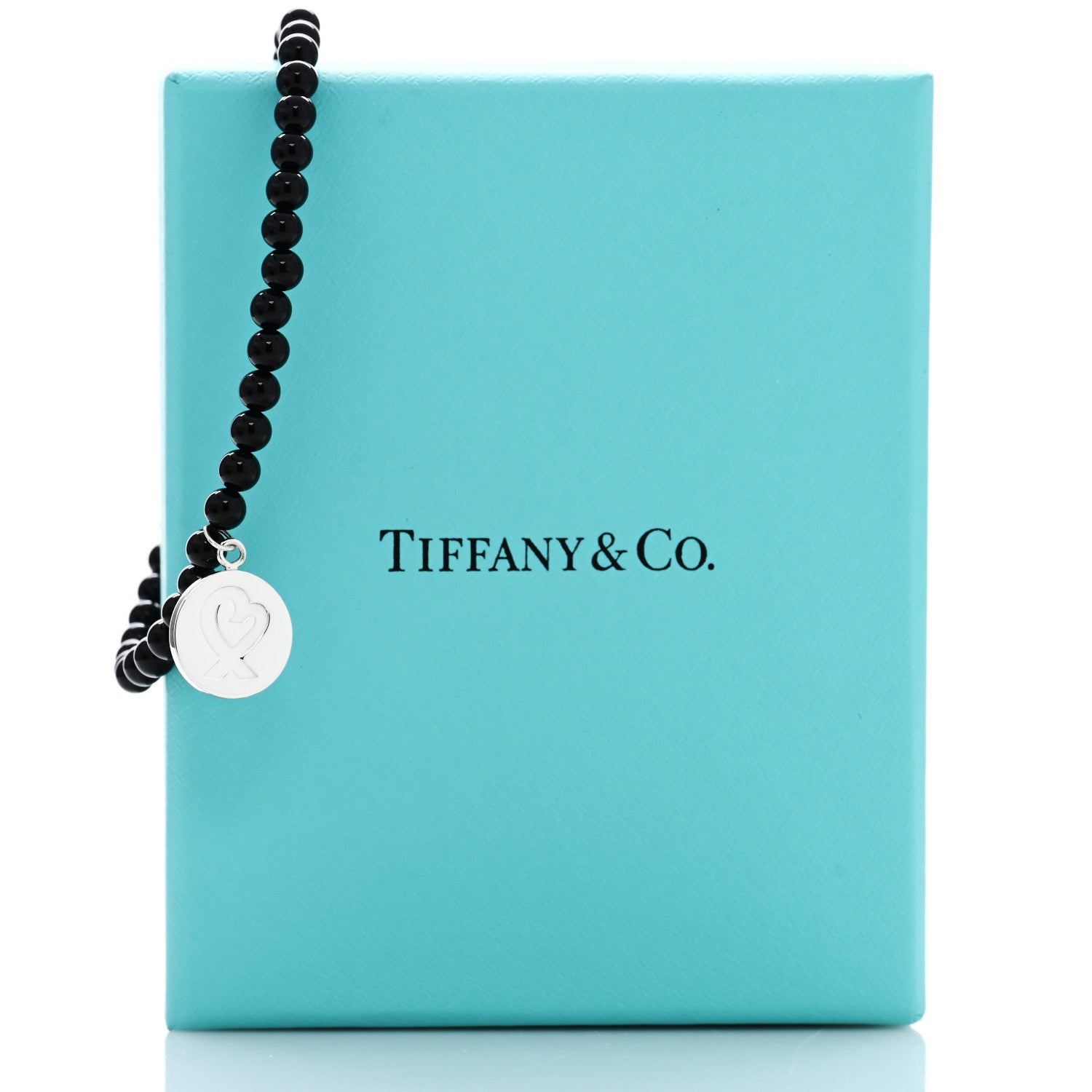 Tiffany Sterling Silver Black Onyx Bead Paloma Picasso Loving Heart Bracelet 4 of 4