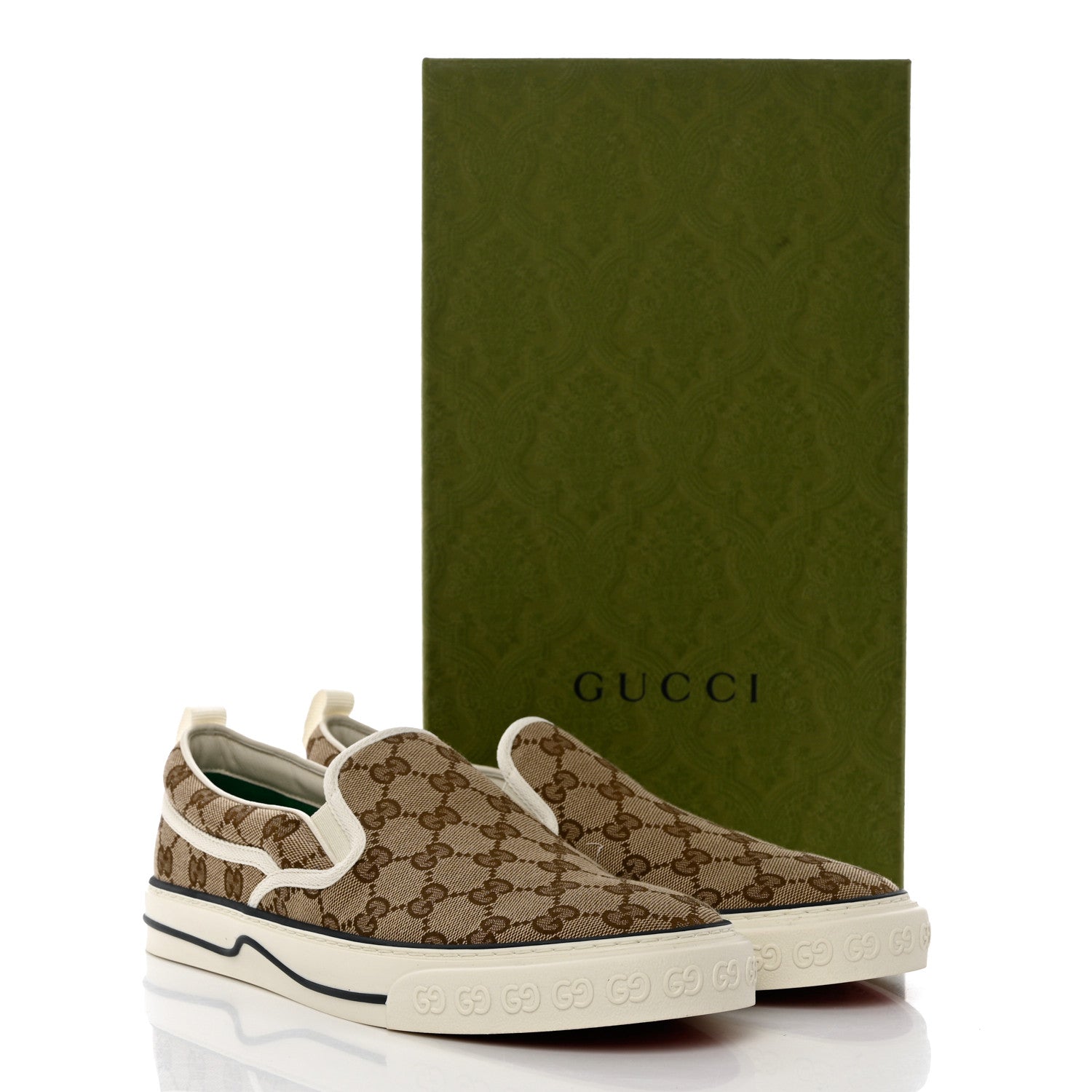 Gucci GG Monogram Mens 1977 Tennis Slip On Sneakers 9.5 Beige Ebony Mystic White 8 of 8