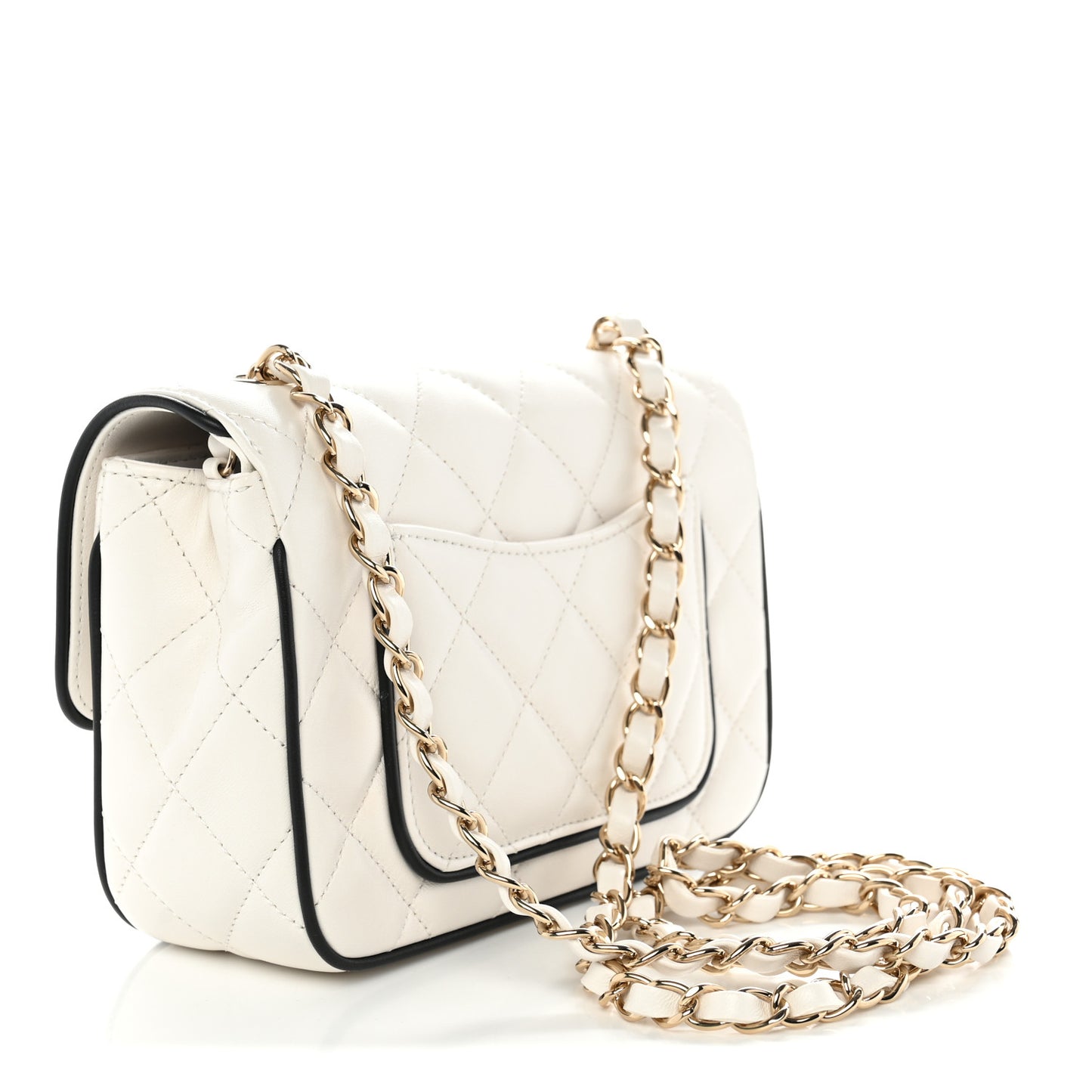 Lambskin Quilted Resin CC Mini Flap Bag White Black