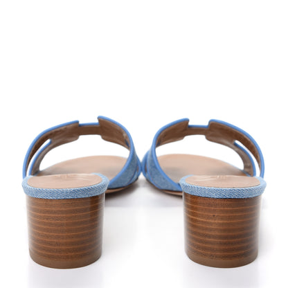 Hermes Denim Oasis Sandals 37.5 Bleu Clair 7 of 11