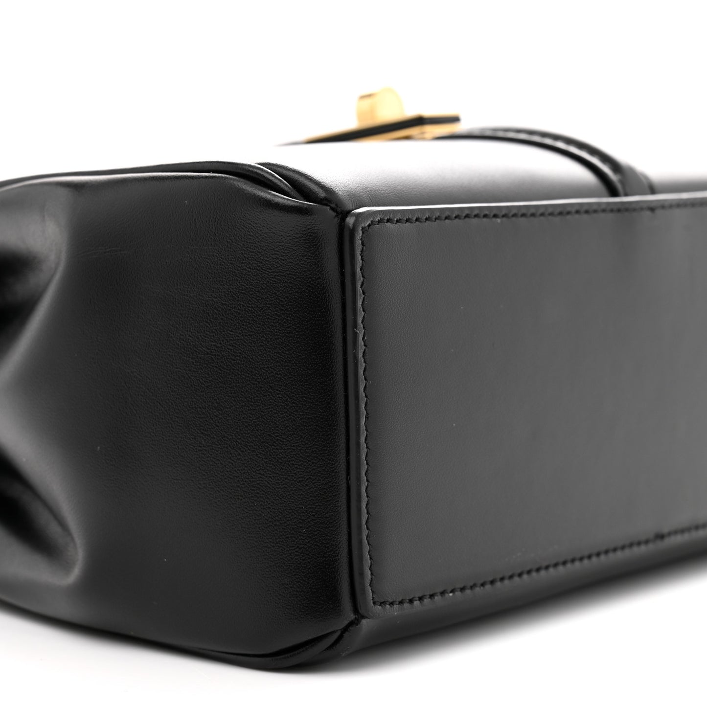 Satinated Calfskin Small 16 Top Handle Bag Black