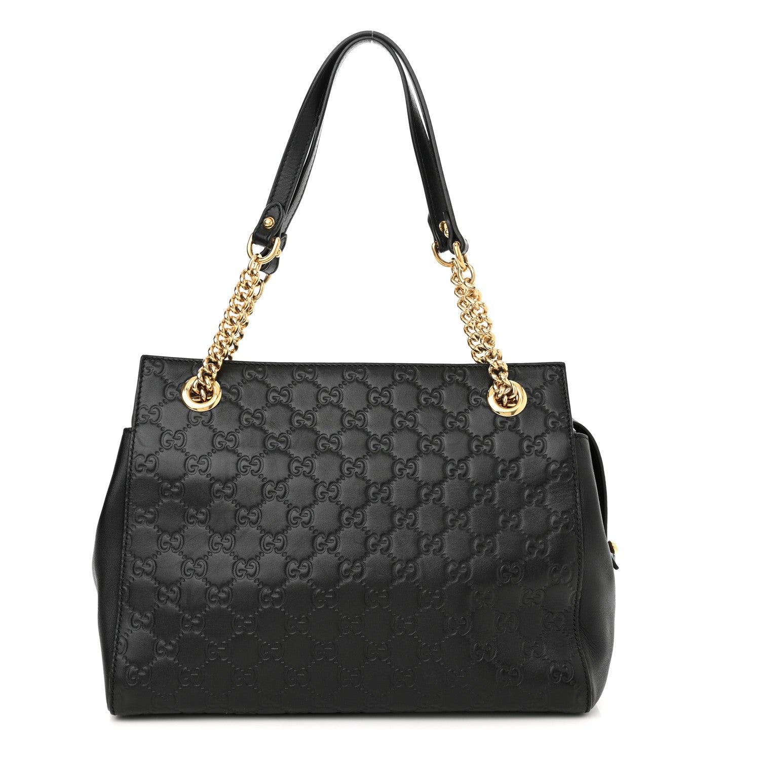 Gucci Guccissima Signature Medium Shoulder Tote Bag Black 1 of 10