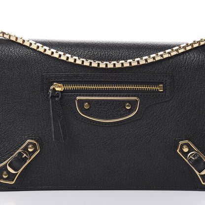 Balenciaga Chevre Gold Metallic Edge Hardware Wallet On Chain Black 8 of 10